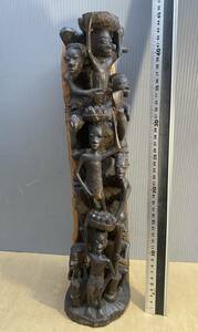 ビニャーゴ462/ アフリカ タンザニア マコンデ 民族 立像 黒檀 彫刻 木彫 高さ43cm 下幅12cm 重さ2.5kg ウジャマー プリミティブ
