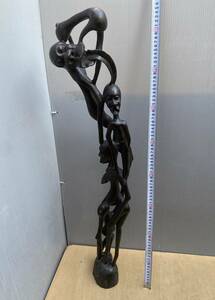 ビニャーゴ463/特大 アフリカ タンザニア マコンデ 民族 立像 黒檀 彫刻 木彫 高さ85cm 下幅12cm 重さ2.4kg シェタニ プリミティブ