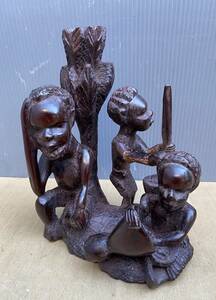 ビニャーゴ466/ アフリカ タンザニア マコンデ 民族 立像 黒檀 彫刻 木彫 高さ20cm 下幅14x10cm 重さ0.9kg ウジャマー プリミティブ