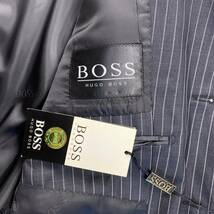 新品未使用! ヒューゴボス【定価約12万】HUGO BOSS スーツ セットアップ 黒 ブラック 48 L〜XL位 LL ストライプ ウール 高級感◎ タグ付き_画像5