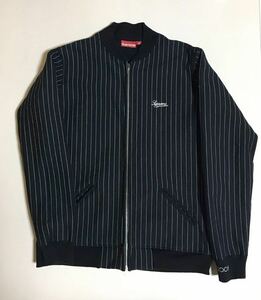 Supreme Full Zip Striped Bomber Jacket XL BLACK シュプリーム スウェット ボンバー ジャケット ブルゾン 黒 ブラック ストライプ