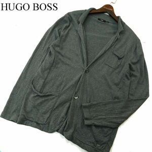 HUGO BOSS ヒューゴボス 秋冬 ウール100％★ ニット カーディガン ジャケット Sz.XL　メンズ グレー 大きいサイズ　A3T13803_B#K