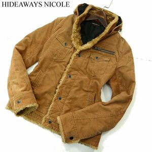 HIDEAWAYS NICOLE ハイダウェイ ニコル 秋冬 ボア使い★ 裏地キルティング コーデュロイ 中綿 ジャケット Sz.46　メンズ　A3T13789_B#N