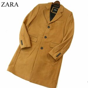 ZARA ザラ マン 現行タグ★ 秋冬 メルトン ウール ロング チェスター コート Sz.M　メンズ キャメル モロッコ製　A3T14125_B#N