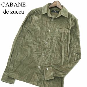 CABANE de zuccaka band Zucca autumn winter corduroy * long sleeve shirt Sz.S men's green khaki A3T14274_B#B