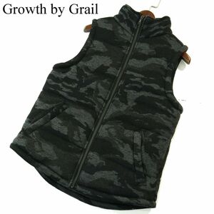 Growth by Grail グロースバイグレイル 秋冬 【カモフラ 迷彩 総柄】 フルジップ ニット 中綿 ベスト Sz.M　メンズ 黒　A3T14321_B#N