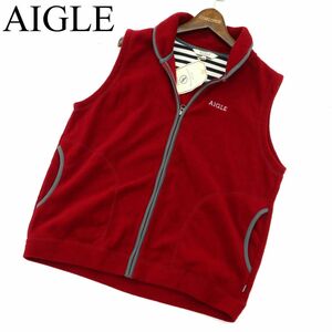 【新品 未使用】 AIGLE エーグル 秋冬 ロゴ刺繍 フリース ジップアップ ベスト Sz.M　メンズ アウトドア　A3T14427_C#N