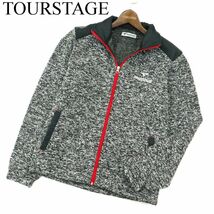 TOURSTAGE ツアーステージ 秋冬 裏起毛★ ロゴ刺繍 ニット フリース ブルゾン ジャケット Sz.M　メンズ ゴルフ　A3T14402_C#N_画像1