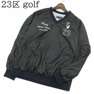 23区 golf ゴルフ 秋冬 袖取り外し可能★ ロゴ Vネック トレーナー ウインドブレーカー Sz.L　メンズ　A3T14643_C#B