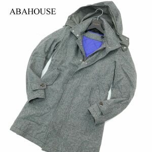 ABAHOUSE アバハウス 秋冬 中綿 ライナー★ ウール ツイード フーディー コート Sz.2　メンズ グレー　A3T14583_C#N