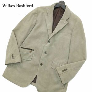 Wilkes Bashford タカキュー 秋冬★ ストライプ アンコン テーラード ジャケット Sz.L　メンズ グレージュ　A3T14575_C#N