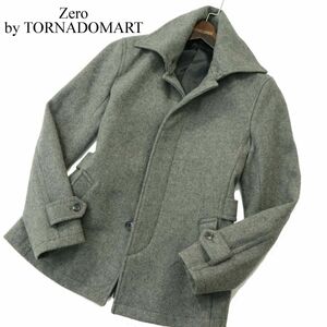 Zero by TORNADOMART トルネードマート 秋冬 メルトン ウール★ 比翼仕立て 返し衿 ジャケット コート Sz.M　メンズ グレー　A3T14557_C#N