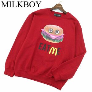 MILKBOY ミルクボーイ 秋冬 EAT ME ハンバーガー★ 裏起毛 スウェット トレーナー Sz.M　メンズ ハイチ製　A3T14639_C#H