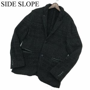 SIDE SLOPE サイドスロープ 秋冬 ノルディック柄★ アンゴラ シルク混 ニット ジャケット Sz.3　メンズ 灰 日本製　A3T14115_B#N