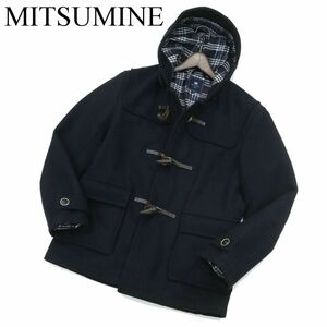 MITSUMINE ミツミネ 秋冬 裏地チェック柄★ ウール ダッフルコート Sz.LL　メンズ ネイビー 大きいサイズ　A3T14524_C#N