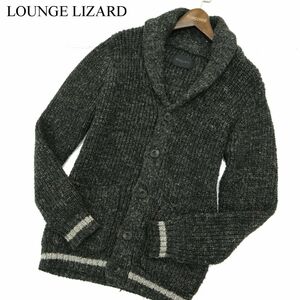 LOUNGE LIZARD ラウンジリザード 秋冬 ショールカラー★ ニット カーディガン Sz.2　メンズ グレー　A3T14675_C#N