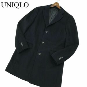 UNIQLO ユニクロ 秋冬 ウール カシミヤ★ チェスター コート Sz.M　メンズ ネイビー　A3T14666_C#N