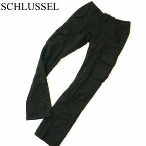 SCHLUSSEL シュリセル 秋冬 ウール★ ストレッチ スリム カーゴ パンツ Sz.2　メンズ グレー 日本製　A3B05608_C#Q