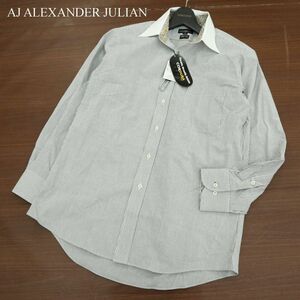 【新品 未使用】 AJ ALEXANDER JULIAN アレキサンダージュリアン 通年 CORDURA★ ストライプ 長袖 シャツ Sz.L　メンズ　A3T14950_C#C