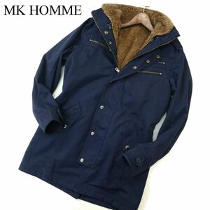 MK HOMME ミッシェルクラン オム 秋冬 マイクロ ボア ライナー★ モッズ コート Sz.46　メンズ ネイビー　A3T14951_C#N