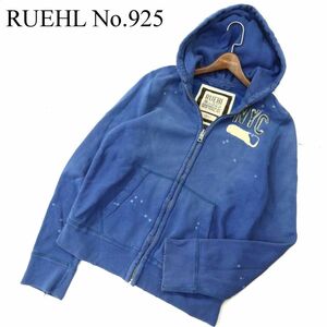 RUEHL No.925 ルールナンバー925 ダメージ加工★ 裏起毛 スウェット フーディー ジップ パーカー Sz.S　メンズ　A3T14900_C#H