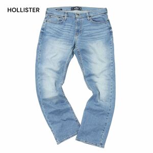 HOLLISTER ホリスター USED加工★ スリム ストレート ストレッチ デニム パンツ ジーンズ Sz.32　メンズ　A3B05672_C#R