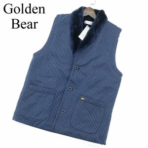 新品 未使用★ Golden Bear ゴールデンベア 裏ボア ショールカラー 千鳥チェック ニット ベスト ナイトウェア Sz.M　メンズ　A3T15054_C#N