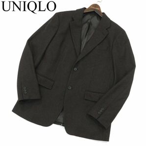 美品 22AW★ UNIQLO ユニクロ 秋冬 ウール ブレンド ヘリンボーン アンコン ツイード テーラード ジャケットSz.L メンズ A3T15046_C#Nの画像1