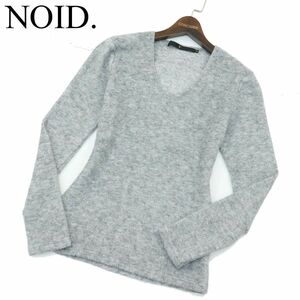 NOID. ノーアイディー 秋冬 Vネック★ 長袖 ニット カットソー セーター Sz.1　メンズ グレー 日本製　A3T15042_C#K