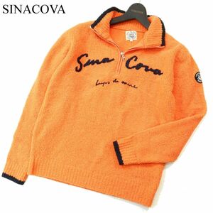 SINACOVA シナコバ 秋冬 ロゴ刺繍 ワッペン★ ハーフジップ ボア ニット セーター Sz.S　メンズ　A3T15122_C#K