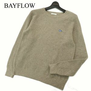 BAYFLOW ベイフロー 秋冬 カシミヤ ウール混★ 刺繍 ラグラン ニット セーター Sz.3　メンズ　A3T14843_C#K