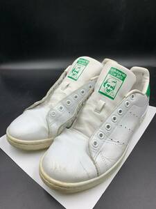 adidas アディダス STANSMITH スタンスミス 27.5cm 白 ホワイト 緑 グリーン メンズ スニーカー 靴紐なし おまけ付(靴ひも青) 中古品 B000