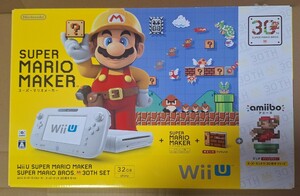 任天堂 WiiU 本体 スーパーマリオメーカー amiibo ブックレット付 32GB shiro スーパーマリオ 30周年セット 中古品 付属品有