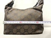 M200-SB8-277 GUCCI グッチ レディース ハンドバッグ バンブー GG柄 ブラウン 縦約15cm 横24cm 厚さ約13cm_画像9