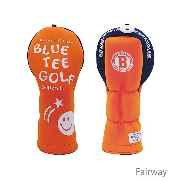 ◎送料無料『HC34タイプ』ブルーティーゴルフ【FWオレンジ：ストレッチスマイル】フェアウェイ用カバー HC-34 BLUE TEE GOLF