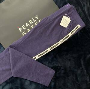 新品 パーリーゲイツ ジャックバニー ヘリンボンジャガードストレッチパンツ(6)サイズLL/紫 PEARLY GATES JACK BUNNY