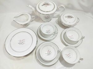 Noritake オールド ノリタケ ティーセット すずらん柄 ポット / ミルクポット / シュガーポット / ケーキ皿 / カップ＆ソーサー 1219