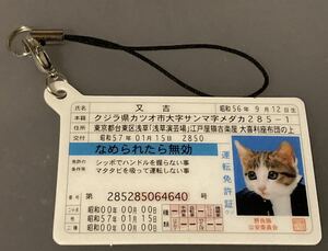 元祖なめ猫 なめんなよ なめねこ 昭和レトロ 免許証ストラップその⑱新品未使用 ヤンキー 暴走族 トレカ 当時モノ 旧車會 ツッパリヤンキー