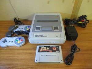 KMH1239★SFC スーパーファミコン本体一式セット ソフト1本付 本体(SNS-CPU GPM-02) ACアダプター AVケーブル コントローラーx2 動作確認済