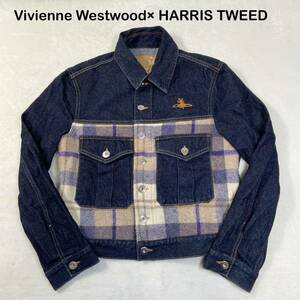 20AW ☆美品☆ Vivienne Westwood × HARRIS TWEED ツイード切り替え　デニムジャケット　メンズ　Mサイズ