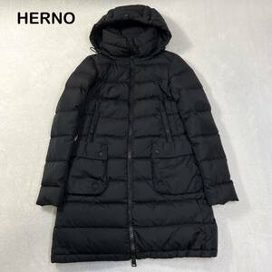 ☆美品☆ HERNO シャモニー　Aライン　ダウンコート　ブラック 38サイズ　レディース　