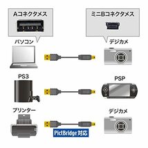 サンワサプライ 極細ミニUSBケーブル（ミニBタイプ・ブラック・2.5m） KU-SLAMB525BKK_画像4