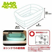 永和 ふんわりベビーバス 空気で膨らませるバスタブ ブルー 1個 (x 1) 499712_画像3