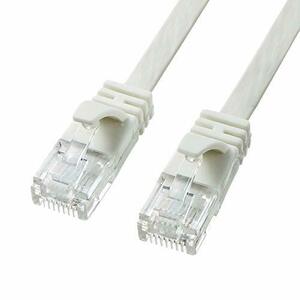 サンワサプライ CAT6A フラットLANケーブル (0.5m) 10Gbps/500MHz RJ45 ツメ折れ防止 ホワイト K