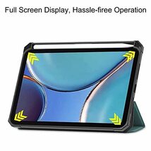 iPad mini6ケース8.3インチ2021，鉛筆ホルダー付き、柔軟なソフトTPU背面カバーと全身保護付きの、三つ折りスタンド、_画像7