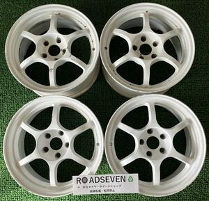 ★品名不明 17インチ 17×7.5J +35 17×7.5J +45 PCD114.3 5H ハブ:約73mm 4本Set ホワイト系 アルミホイール 中古 ★送料無料