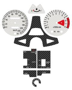 ゼファー1100　ホワイトカーボン調デカール (No.07F) メーター、キーパネル、ステアリングスイッチパネル9点セット　K-Windsロゴ無し