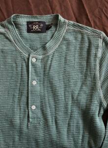 【名作】極美品 RRL WAFFLE HENLEYNECK SHIRT ダブルアールエル B'z 稲葉 ネイティブ ワッフル サーマル ヘンリーネック シャツ M