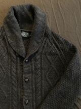 【傑作】美品 WOOL CASHMERE CABLE SHAWL COLLAR CARDIGAN ダブルアールエル ケーブル カシミヤ セーター ニットカーディガン XS_画像2