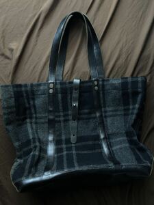 【希少】極美品 RRL PLAID CHECK LEATHER TOTE BAG MADE IN ITALY ダブルアールエル イタリア製 レザー トート バッグ